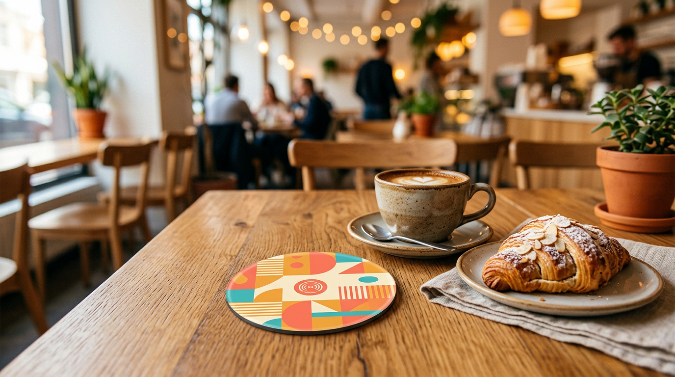 Tapdaa Smart NFC Table Label on Café Table