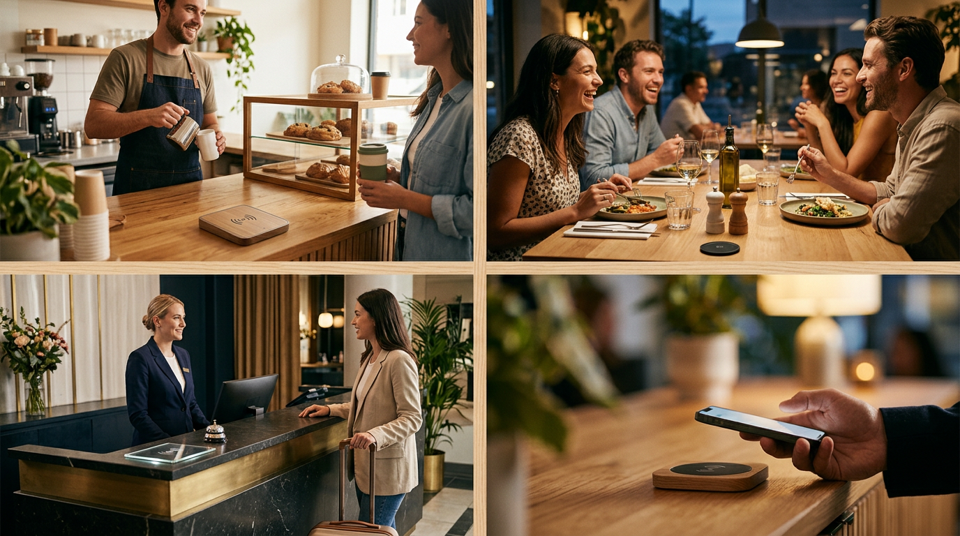 Tapdaa NFC labels in restaurants, hotels, and cafes